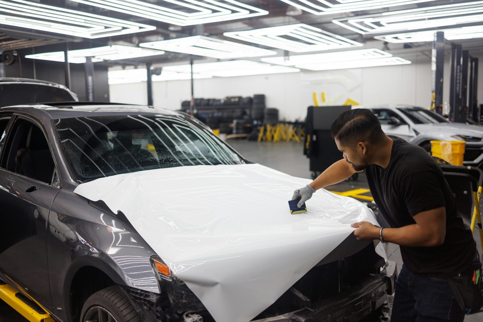 Paint protection film install on a Mercedes