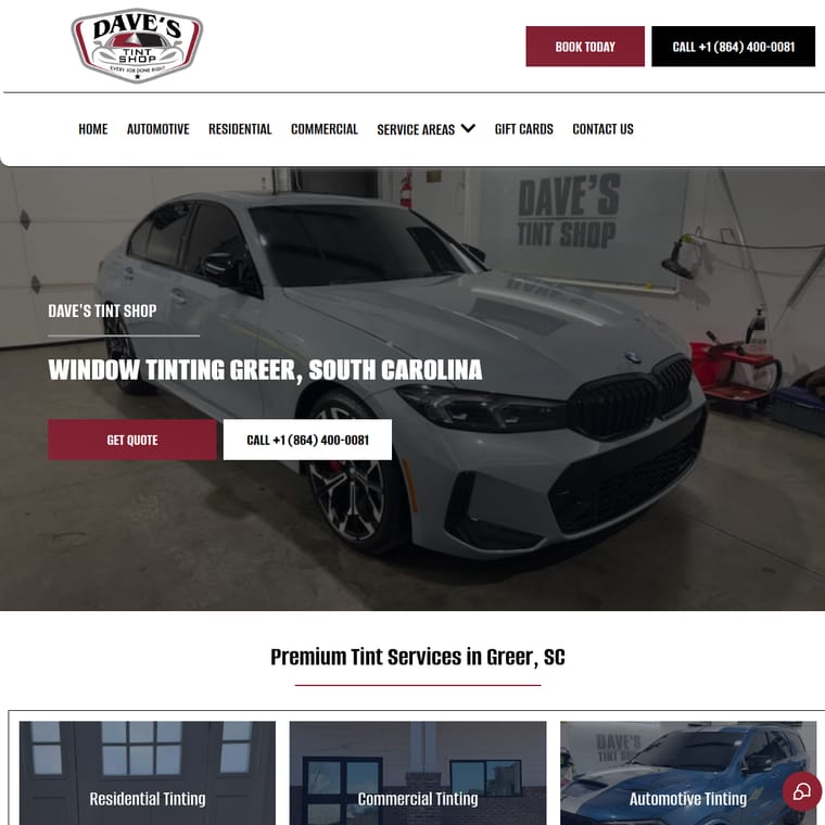 Dave's Tint Shop website