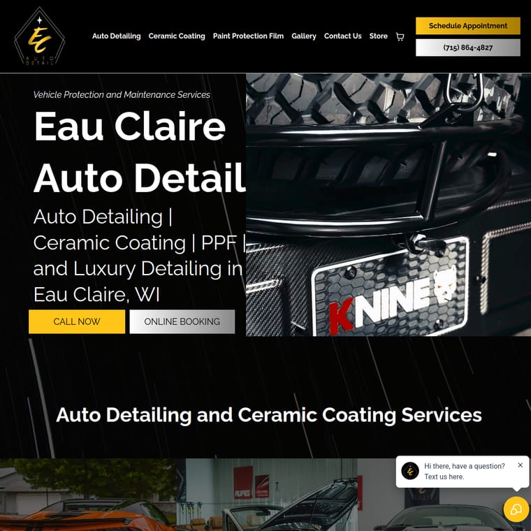 Eau Claire Auto Detail website